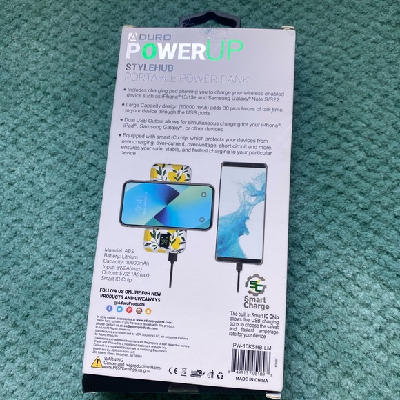 🍋Aduro Wireless Power Bank, Portable Charger Backup Battery Dual USB🍋 NWT - Picture 2 of 2